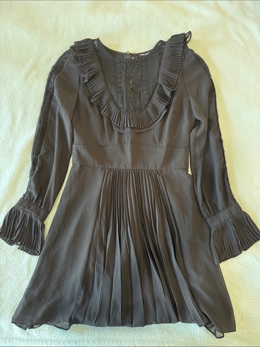 Karen Millen Dark Brown Ruffle Pleated Midi Dress